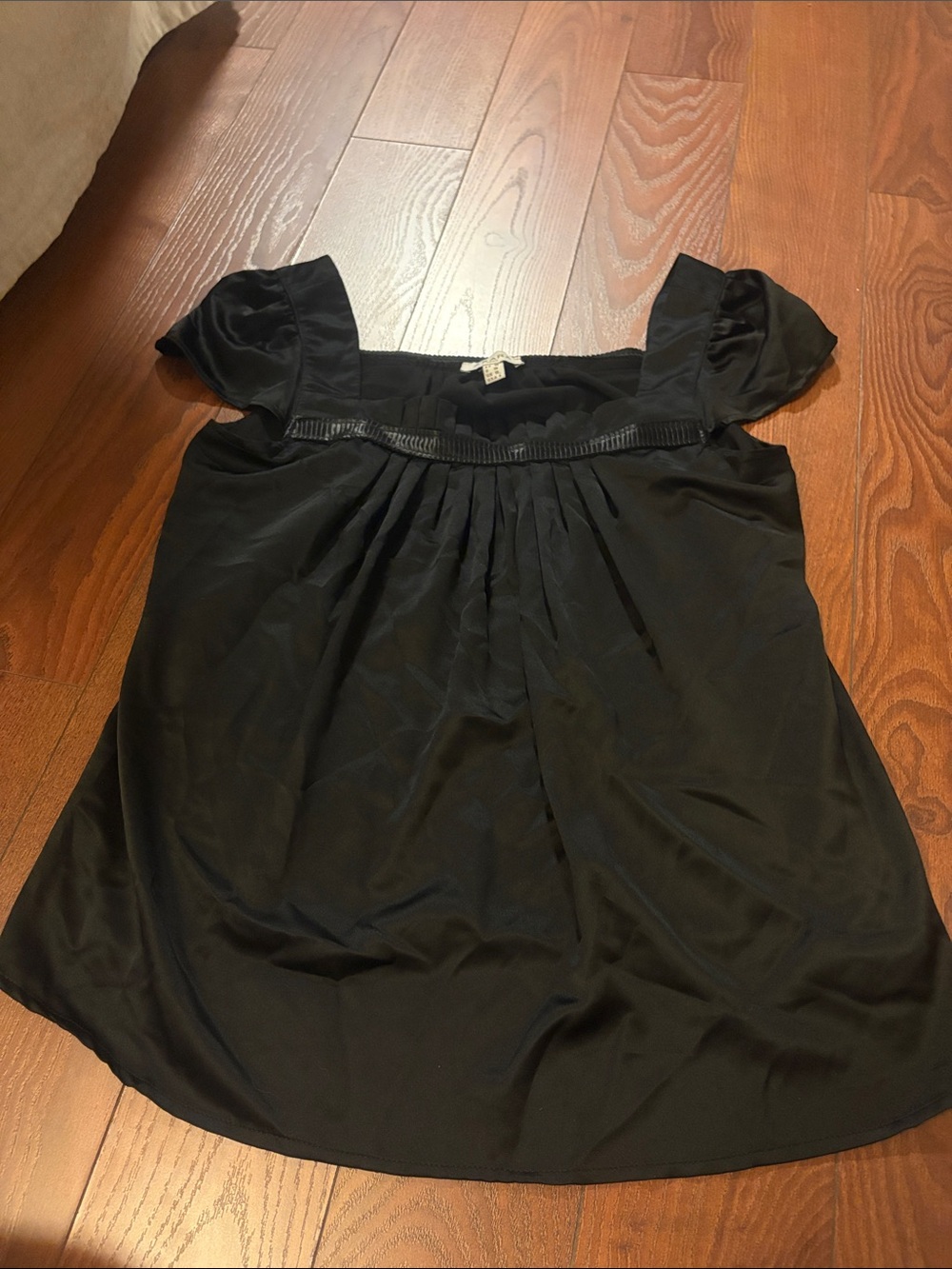 Women's Black Short Sleeve Square Neck Blouse